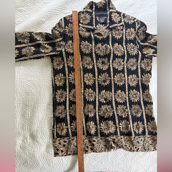 Silk Dark floral Vintage Blouse Boho Indie Earthy Whimsigoth Large - Picture 7 of 8